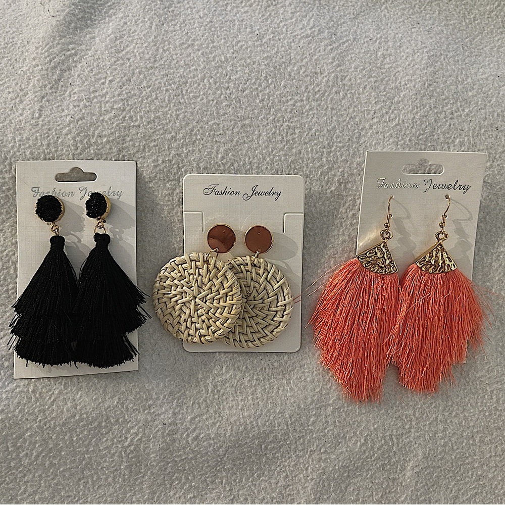 NWT Bohemian Fringe Earrings (Set of 3)